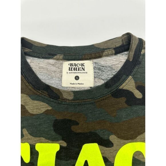 Back When by Anthropologie Ciao Graphic Tee Crew Neck Short Sleeves Sz S Camo - Picture 5 of 6